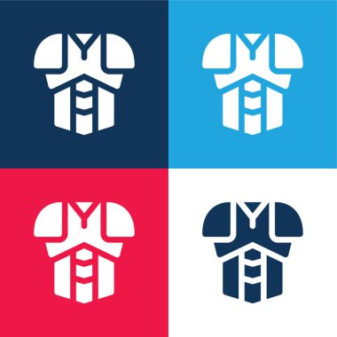 Zırh mavi ve kırmızı dört renk minimal simge kümesi