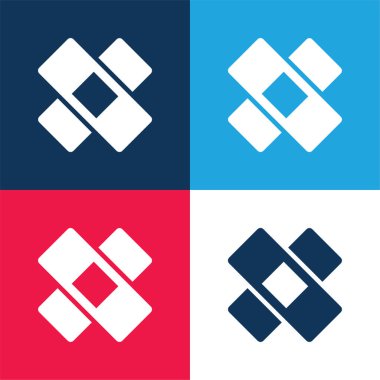 Yara bandı mavi ve kırmızı dört renk minimal simgesi