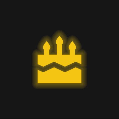 Doğum günü pastası sarı parlak neon simgesi
