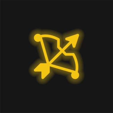 Okçuluk sarı parlak neon simgesi