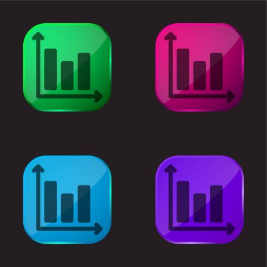 Çubuk Grafik dört renk cam simgesi