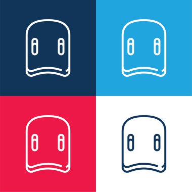 Aquatic blue and red four color minimal icon set