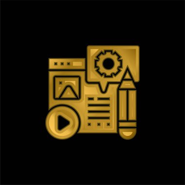 Blog altın kaplamalı metalik simge veya logo vektörü
