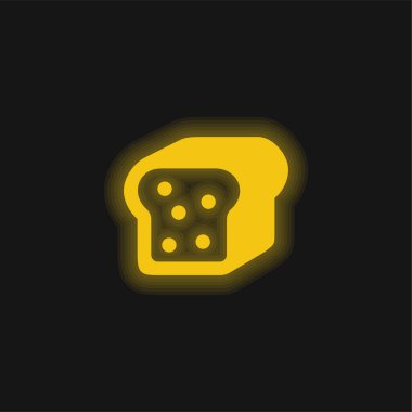 Bread Piece With Seeds yellow glowing neon icon