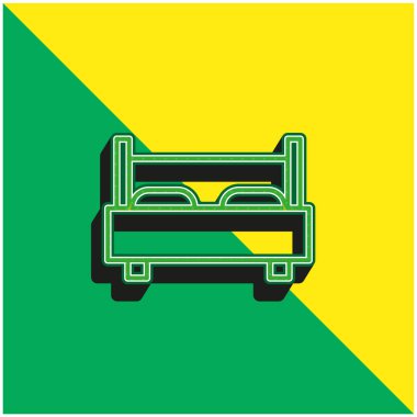 Yatak Yeşil ve Sarı Modern 3D vektör simgesi logosu