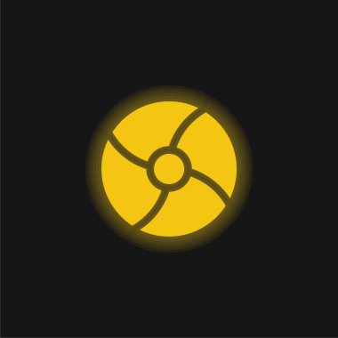 Plaj topu sarı parlak neon ikonu