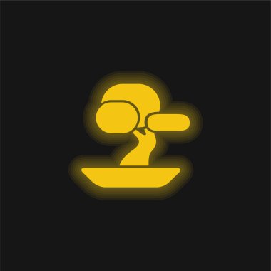 Bonsai Tree yellow glowing neon icon