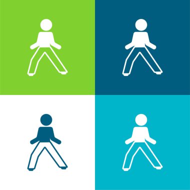 Boy In Defense Position Flat four color minimal icon set