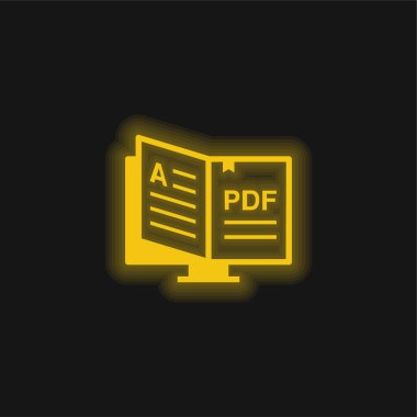 Book yellow glowing neon icon clipart
