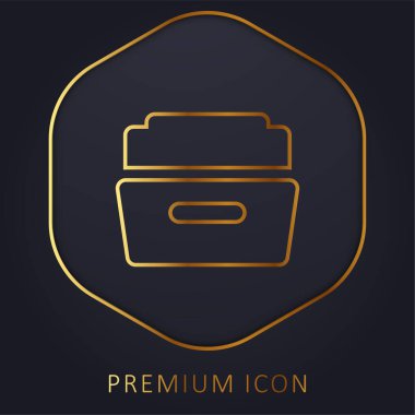 Big Open Folder golden line premium logo or icon