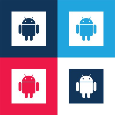 Android mavi ve kırmızı dört renk en düşük simge kümesi