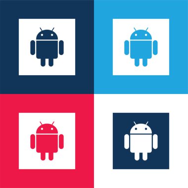 Android mavi ve kırmızı dört renk en düşük simge kümesi