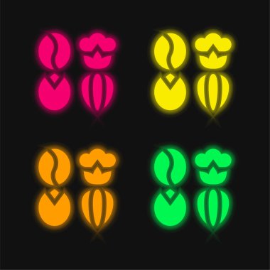 Agricultural four color glowing neon vector icon