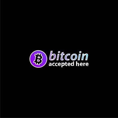 Bitcoin Accepted Here Logo blue gradient vector icon