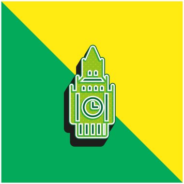 Big Ben Green and yellow modern 3d vector icon logo clipart