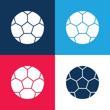 Top mavi ve kırmızı dört renk minimal simge kümesi