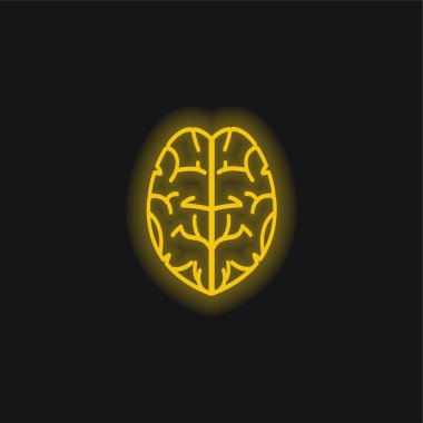 Beyin sarısı parlak neon simgesi