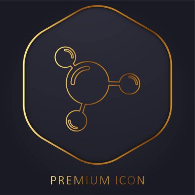 3 Molecules golden line premium logo or icon
