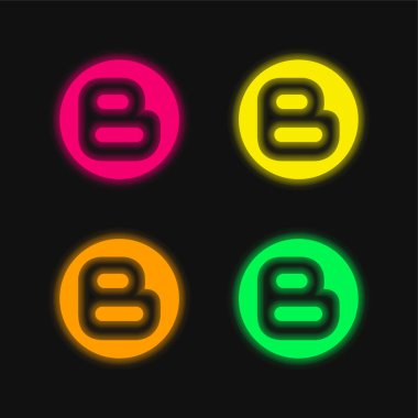Blogger Logotype dört renk parlayan neon vektör simgesi