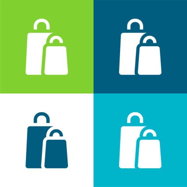 Bags Flat four color minimal icon set clipart