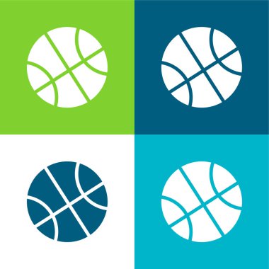 Basketbol Düz 4 renk minimal simge seti