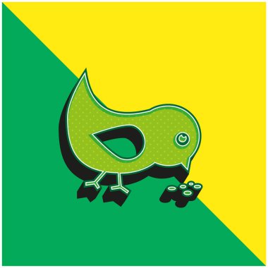 Bird Eating Seeds Green and yellow modern 3d vector icon logo