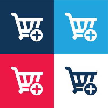 Alışveriş Arabasına Mavi ve Kırmızı Minimum Renk Simgesi Ekle