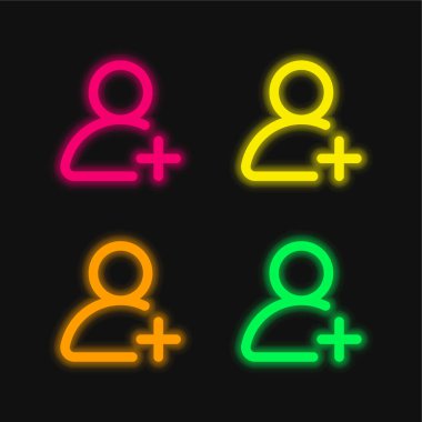 Dört renk parlayan neon vektör simgesi ekle