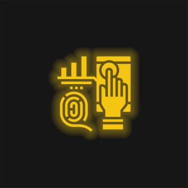 Biyometrik sarı parlayan neon simgesi