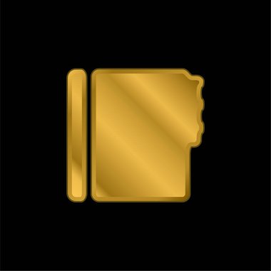 Address Book Black Shape gold plated metalic icon or logo vector