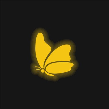Big Wing Butterfly yellow glowing neon icon clipart