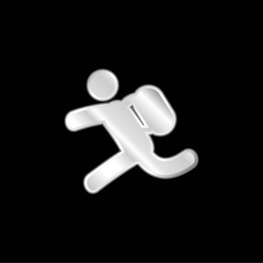 Backpacker Running silver plated metallic icon