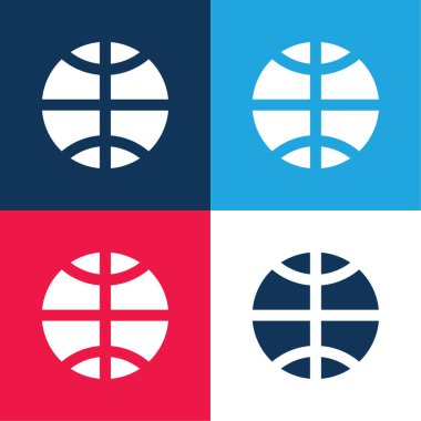 Basketbol mavisi ve kırmızı dört renk minimal simge seti