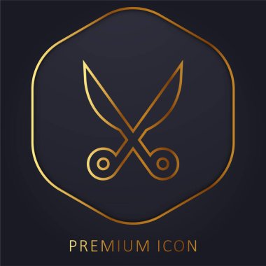 Baber Scissors golden line premium logo or icon clipart