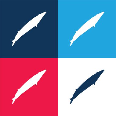 Blue Whale Shape blue and red four color minimal icon set