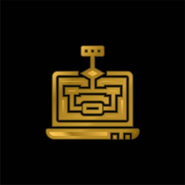 Algoritma altın kaplama metalik simge veya logo vektörü
