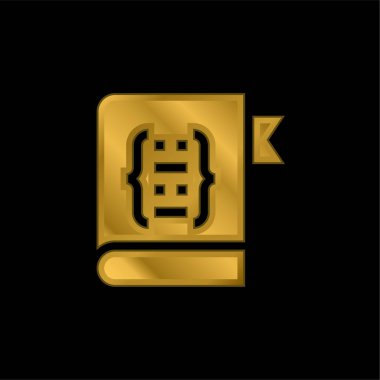 Kitap altın kaplamalı metalik simge veya logo vektörü