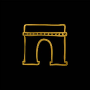 Arch Monumental Outlined Hand Drawn Construction gold plated metalic icon or logo vector