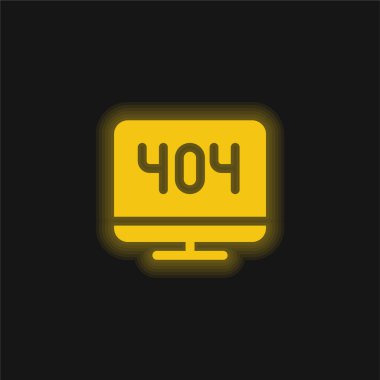 404 Hata sarı parlayan neon simgesi