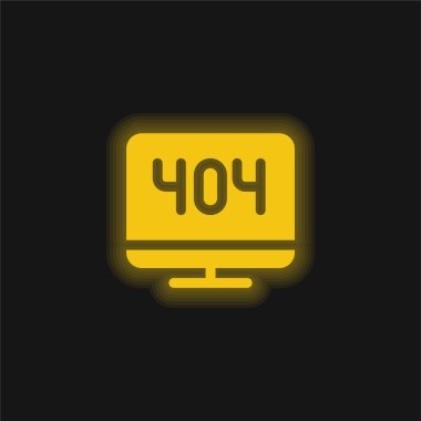 404 Error yellow glowing neon icon clipart