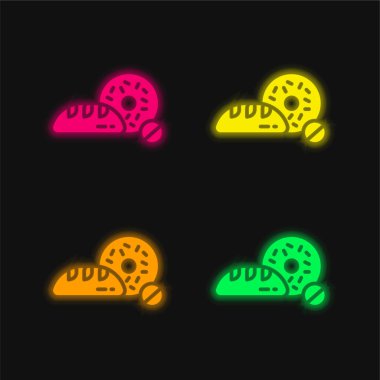 Breads four color glowing neon vector icon