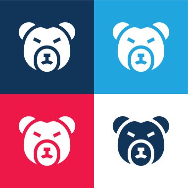 Ayı Pazarı mavi ve kırmızı dört renk minimal simge kümesi