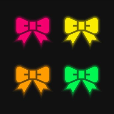 Bow Tie four color glowing neon vector icon clipart