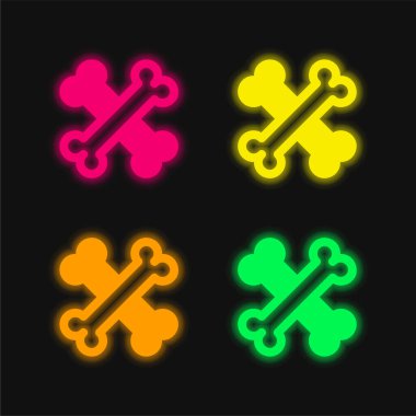 Bones four color glowing neon vector icon clipart