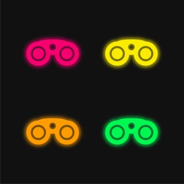Dürbünler dört renk parlayan neon vektör simgesi