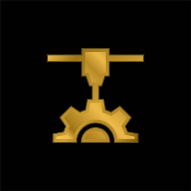 3d yazıcı altın kaplama metalik simge veya logo vektörü