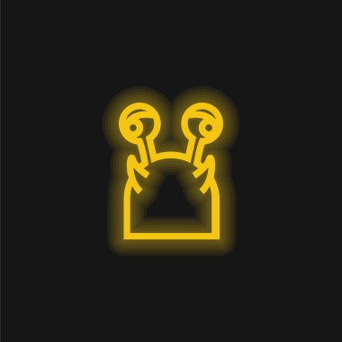 Animal Head With Balls Eyes yellow glowing neon icon