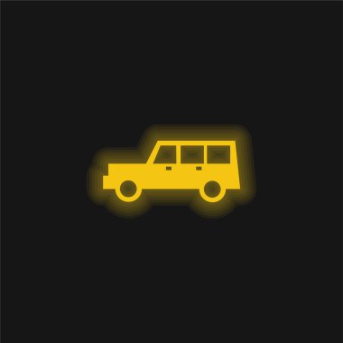 Tüm arazi aracı sarı parlayan neon simgesi