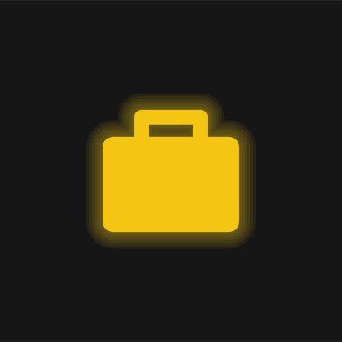 Siyah bavul sarı parlak neon simgesi