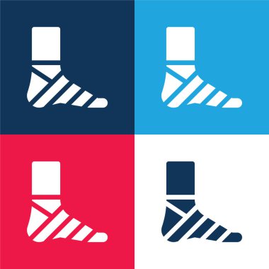 Bandaj mavi ve kırmızı dört renk minimal simge kümesi